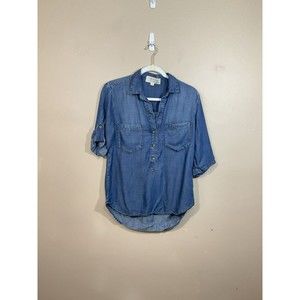 Cloth & Stone Womens Chambray Popover Shirt Size XS Blue Coastal Minimalist